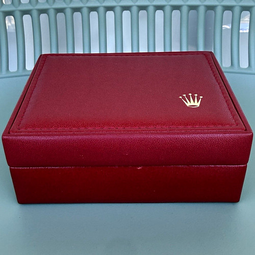 Rolex red faux leather watch - leather,