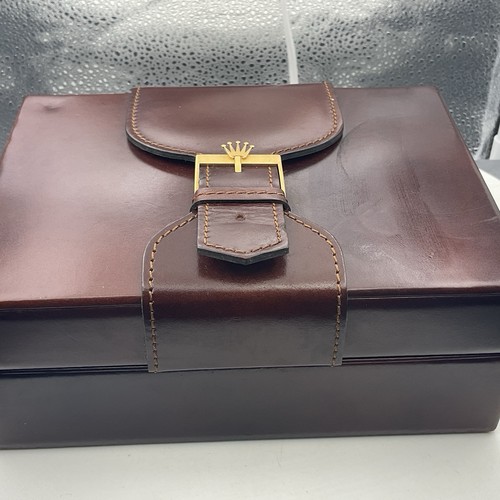 Rolex wooden leather bound - leather,