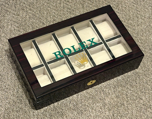 Rolex logo wood glass watch - logo,
